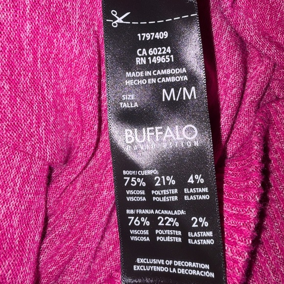 🆕💜🎉🎉 Buffalo David Bitton Fuchsia V-Neck Sweater Soft Stretch Knit Women’s M - Picture 14 of 14